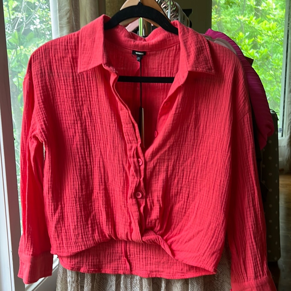 Monrow relaxed blouse in watermelon w/tags